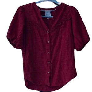 Knox Rose Red Pink button down top size S